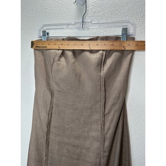 All Row Taupe Strapless Raw Pleat Front Design Back Zip Maxi Dress S - Picture 9 of 12
